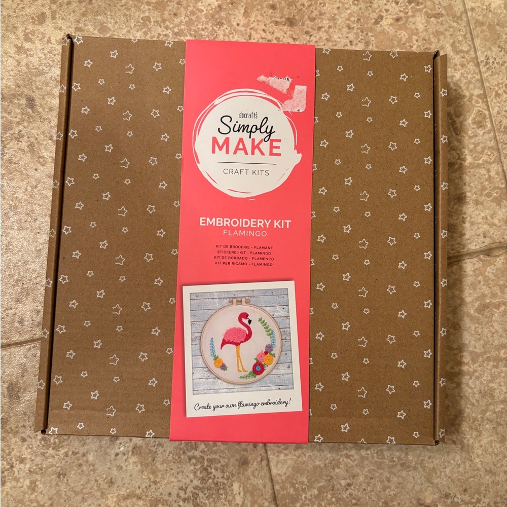 Flamingo embroidery kit